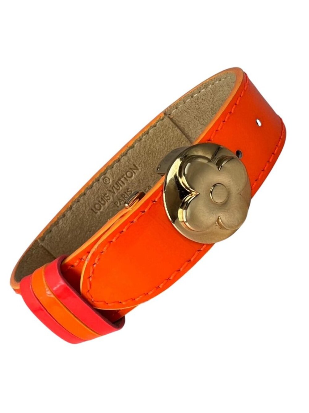 Louis Vuitton Good Luck Vernis Leather Orange Bracelet Gold